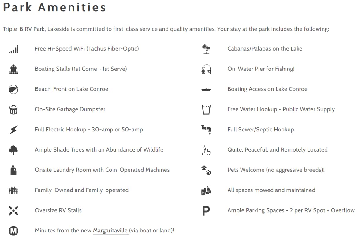 Triple-B RV Park amenities