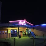 Papa's on the Lake entrance at night