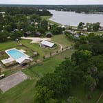 Water’s Edge on Lake Conroe RV Resort aerial of complex