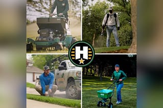 Heroes Lawn Care working on lawns in Bellaire using eco-friendly products that are safe for children and pets