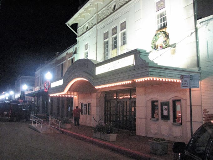 Crighton Theatre street view at night