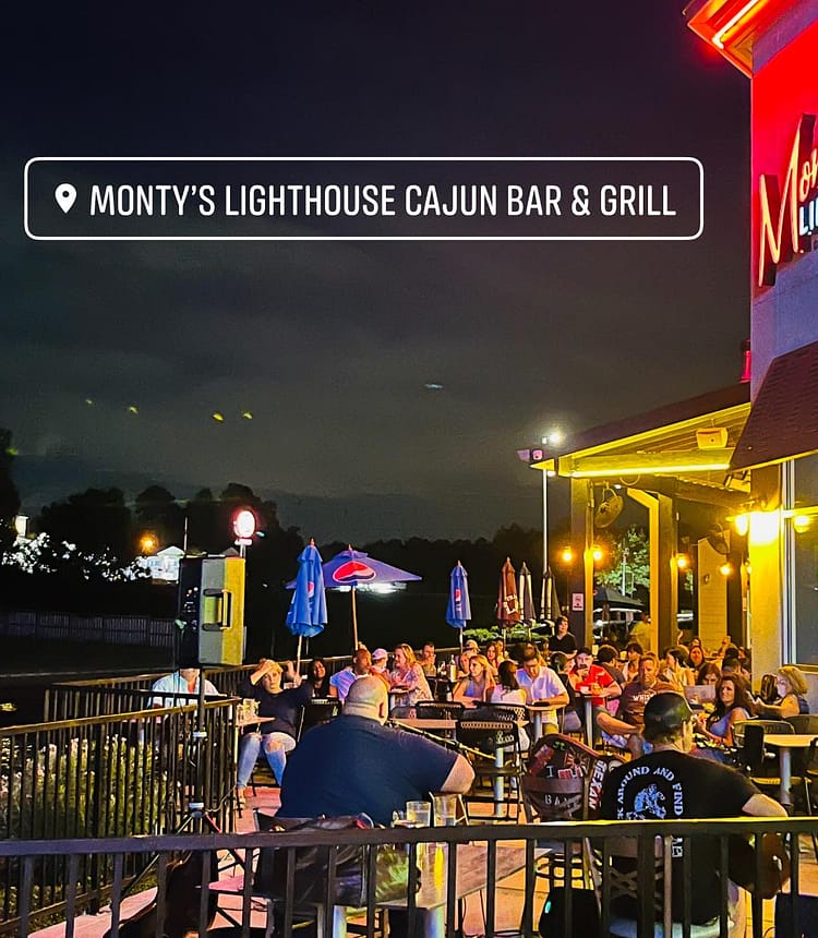 Monty's Lighthouse patio night