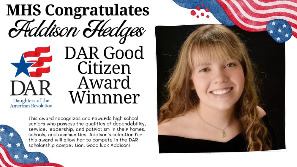Coushatti Trace Chapter Names Outstanding Senior for DAR Good Citizen Award