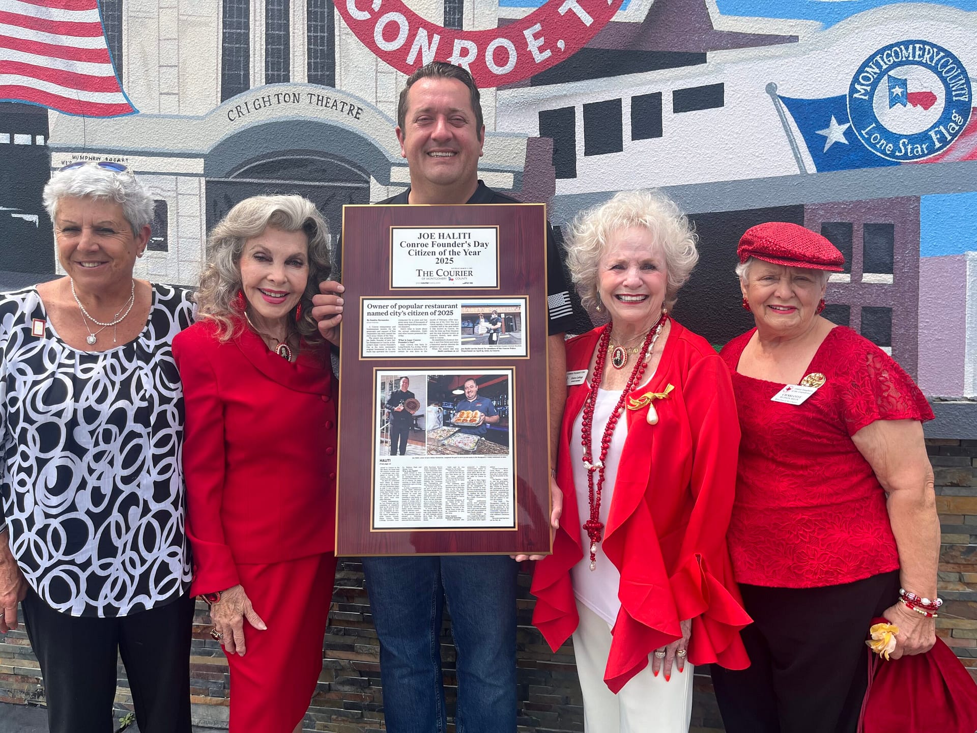 CONROE FOUNDER'S DAY BOARD MEMBERS AWARD CITIZEN OF THE YEAR PLAQUE, AND REBEL JOAN OF ARC PARTICIPATES IN SUPPORT!