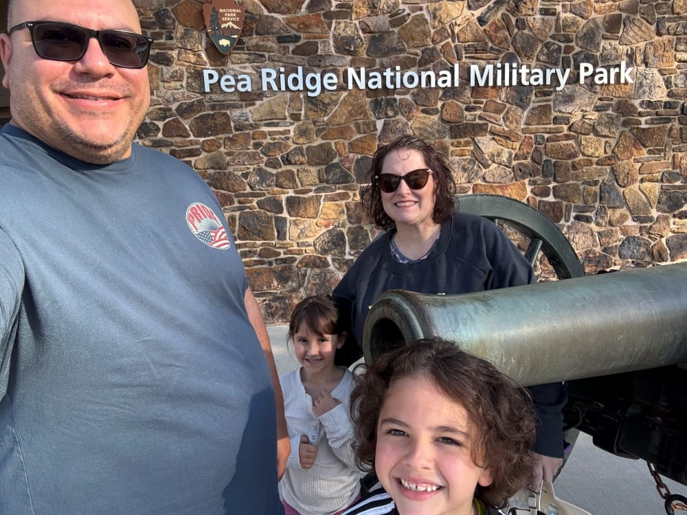 Thomas Jefferson Stubbs 2523 Conroe Chapter member Jessica Rizk and her family (Fadi, Camille & Noah Rizk) visited the Pea Ridge National Military Park