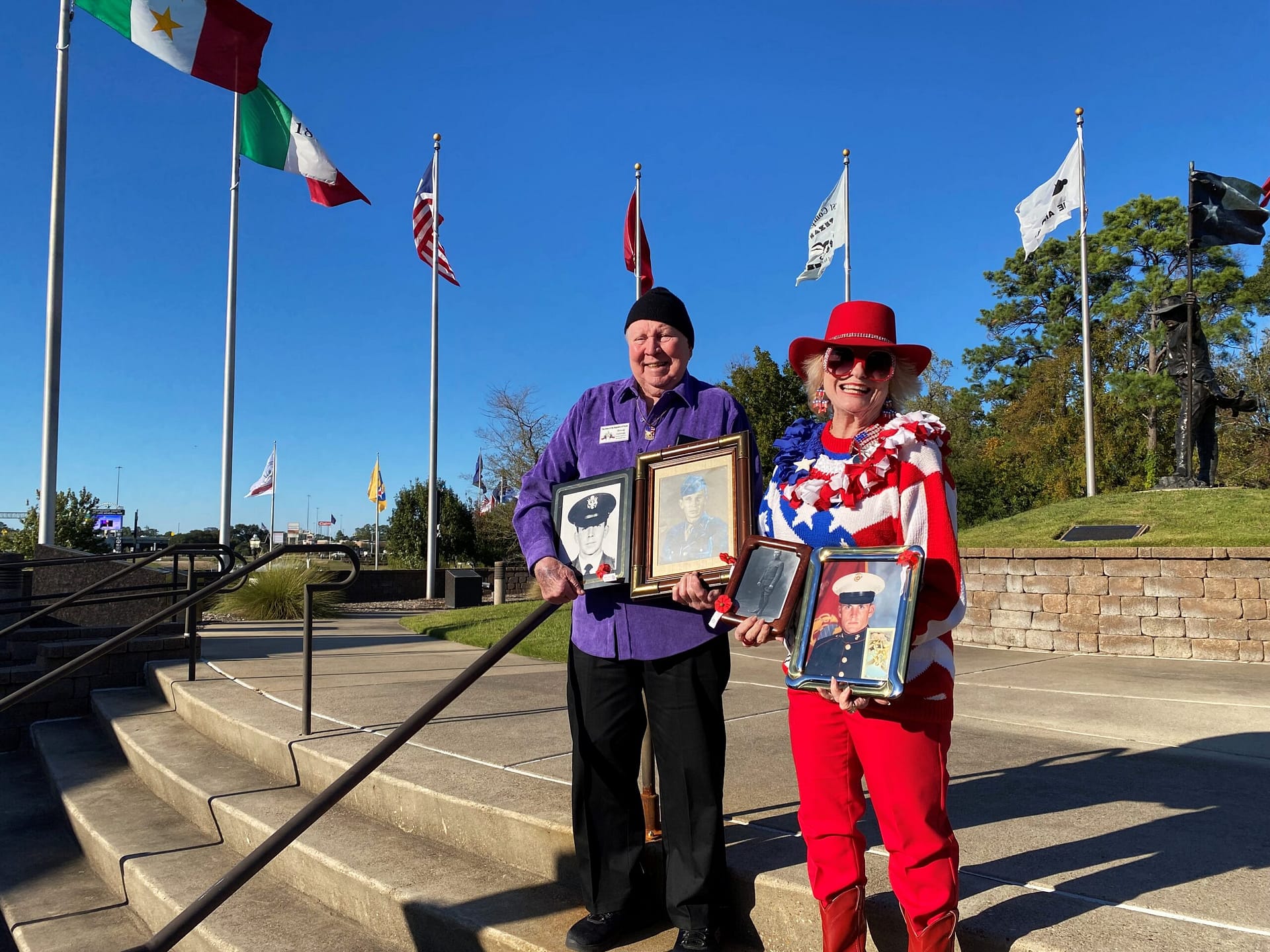 COLLINGS FAMILY HONORS VETERAN ANCESTORS ON STEPS OF TEXAS HISTORICAL FLAGS PARK, ON VETERANS DAY!COLLINGS FAMILY HONORS VETERAN ANCESTORS ON STEPS OF TEXAS HISTORICAL FLAGS PARK, ON VETERANS DAY!